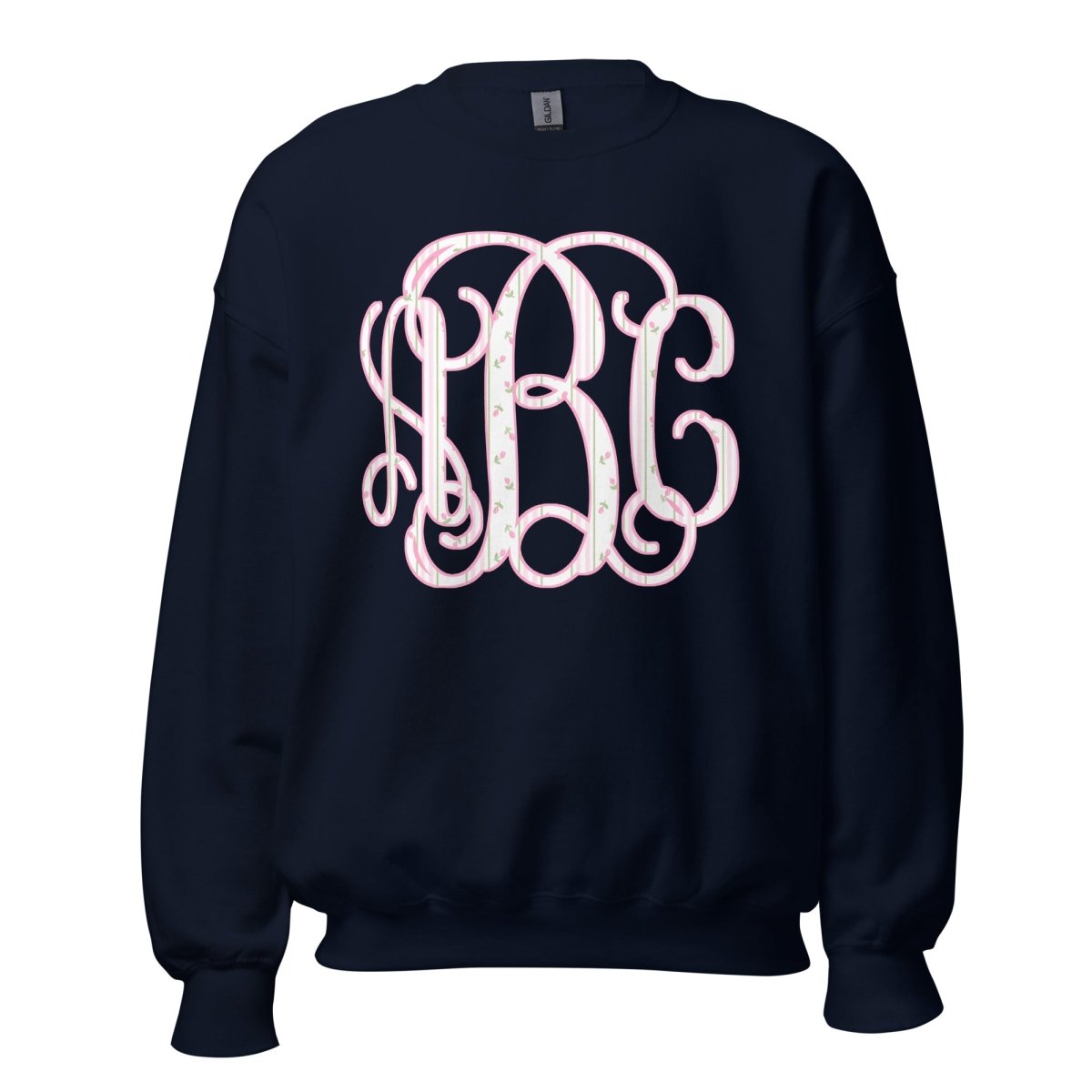Monogrammed ‘Coquette Floral Patterns’ Big Print Crewneck Sweatshirt - United Monograms