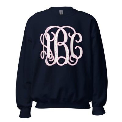 Monogrammed ‘Coquette Floral Patterns’ Big Print Crewneck Sweatshirt - United Monograms