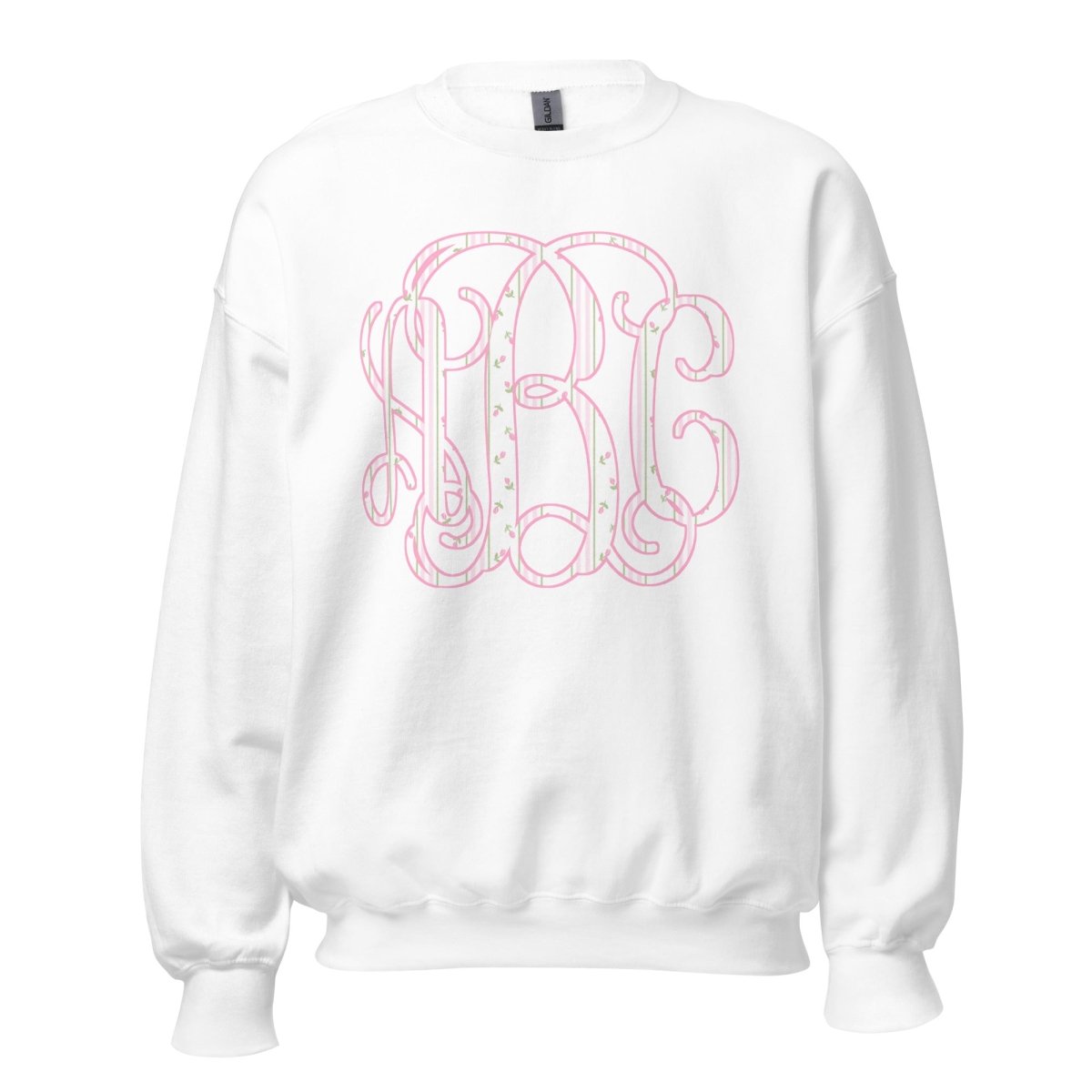 Monogrammed ‘Coquette Floral Patterns’ Big Print Crewneck Sweatshirt - United Monograms