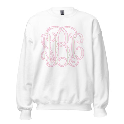 Monogrammed ‘Coquette Floral Patterns’ Big Print Crewneck Sweatshirt - United Monograms