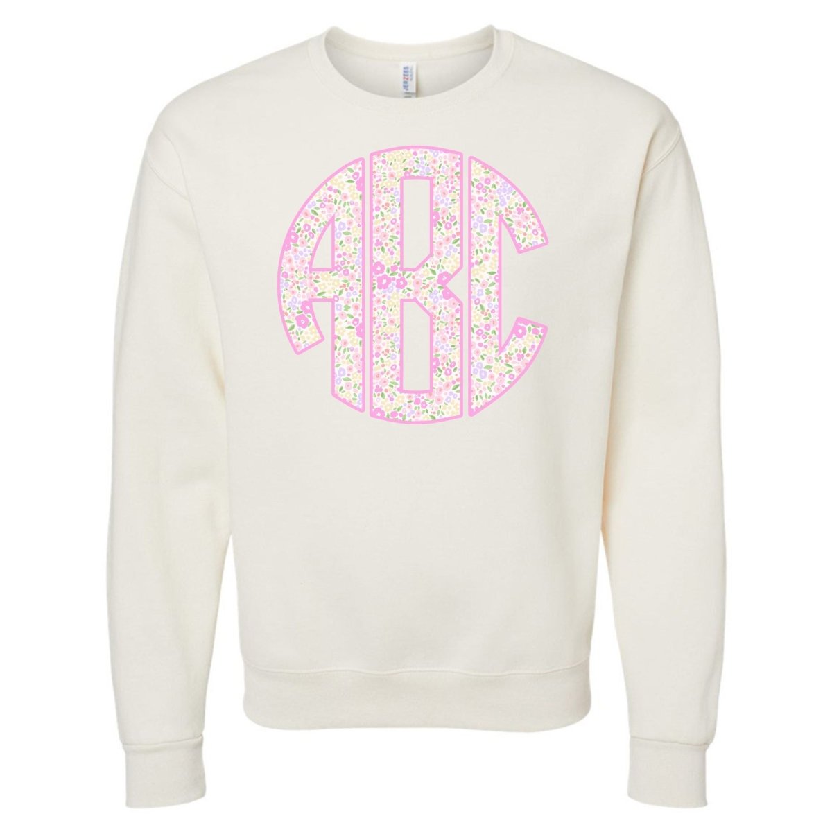 Monogrammed ‘Coquette Floral Patterns’ Big Print Crewneck Sweatshirt - United Monograms