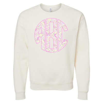 Monogrammed ‘Coquette Floral Patterns’ Big Print Crewneck Sweatshirt - United Monograms
