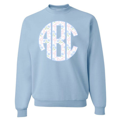 Monogrammed ‘Coquette Floral Patterns’ Big Print Crewneck Sweatshirt - United Monograms