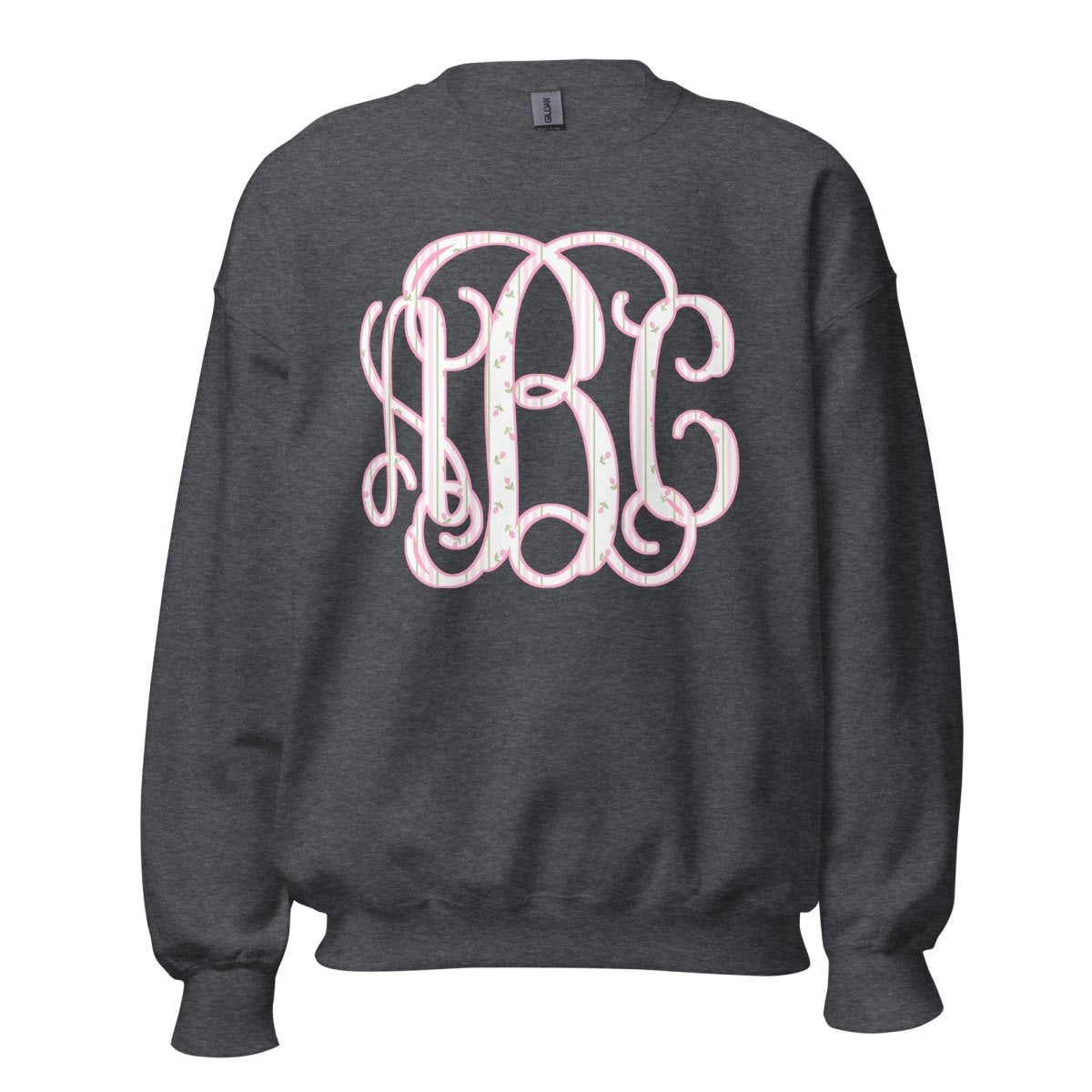 Monogrammed ‘Coquette Floral Patterns’ Big Print Crewneck Sweatshirt - United Monograms