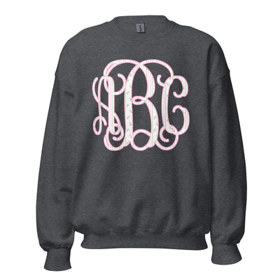 Monogrammed ‘Coquette Floral Patterns’ Big Print Crewneck Sweatshirt - United Monograms