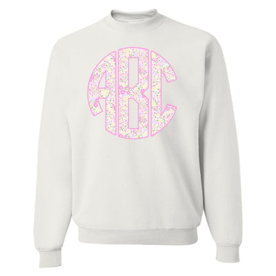 Monogrammed ‘Coquette Floral Patterns’ Big Print Crewneck Sweatshirt - United Monograms