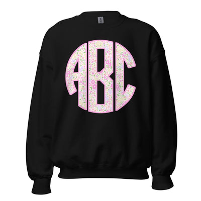Monogrammed ‘Coquette Floral Patterns’ Big Print Crewneck Sweatshirt - United Monograms