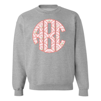 Monogrammed ‘Coquette Floral Patterns’ Big Print Crewneck Sweatshirt - United Monograms