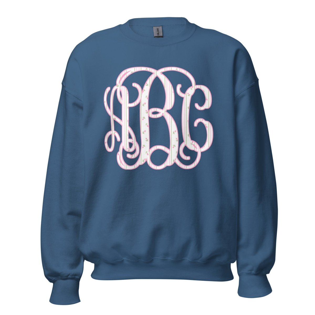 Monogrammed ‘Coquette Floral Patterns’ Big Print Crewneck Sweatshirt - United Monograms