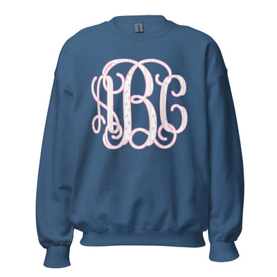 Monogrammed ‘Coquette Floral Patterns’ Big Print Crewneck Sweatshirt - United Monograms