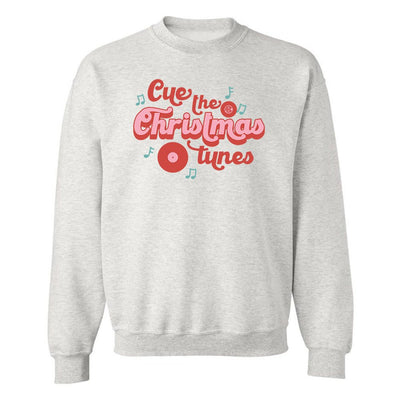 Monogrammed 'Cue The Christmas Tunes' Crewneck Sweatshirt - United Monograms