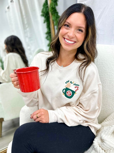 Monogrammed 'Cup Of Cheer' Crewneck Sweatshirt - United Monograms