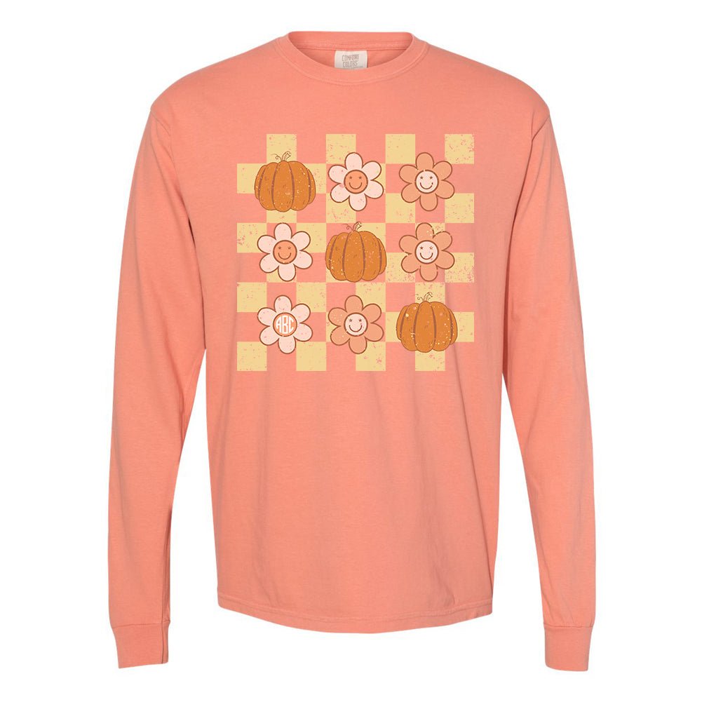 Monogrammed 'Daisy Pumpkin' Comfort Colors Long Sleeve T-Shirt - United Monograms
