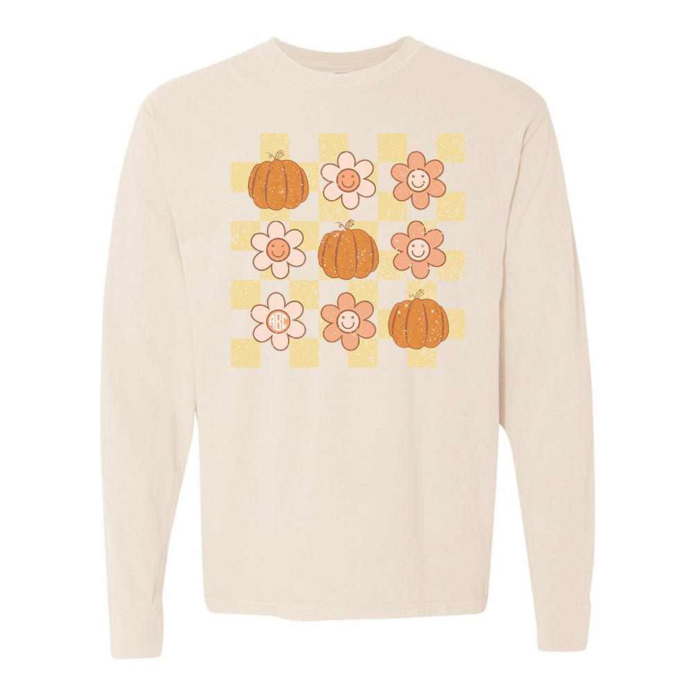 Monogrammed 'Daisy Pumpkin' Comfort Colors Long Sleeve T-Shirt - United Monograms