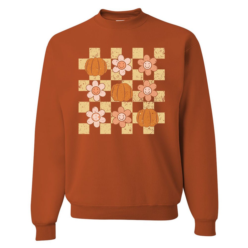 Monogrammed 'Daisy 'Pumpkin' Crewneck Sweatshirt - United Monograms