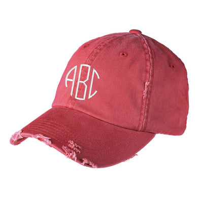 Monogrammed Distressed Baseball Hat - United Monograms