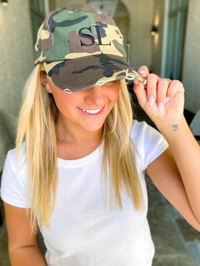 Monogrammed Distressed Baseball Hat - United Monograms