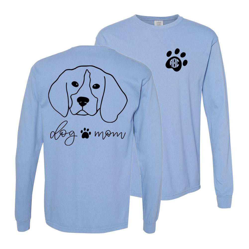 Monogrammed 'Dog Mom' Front & Back Long Sleeve T-Shirt - United Monograms