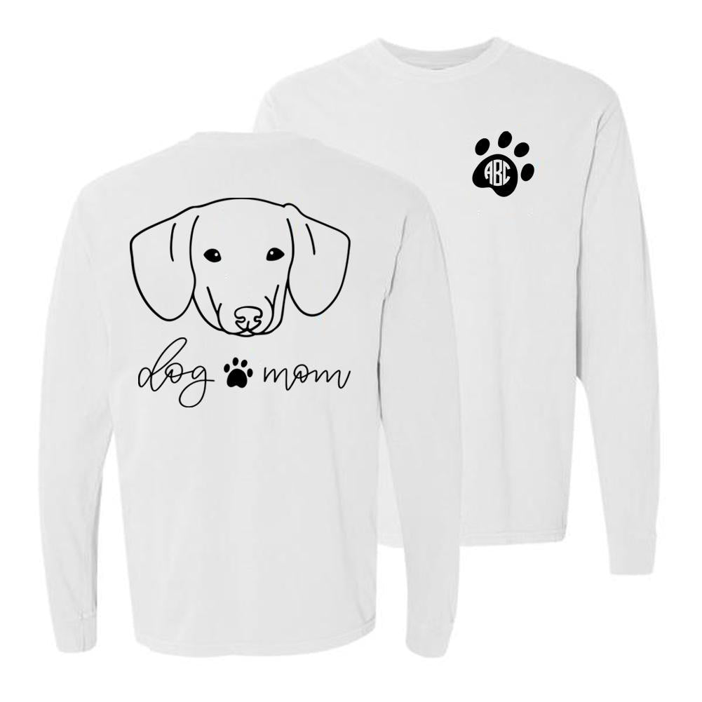 Monogrammed 'Dog Mom' Front & Back Long Sleeve T-Shirt - United Monograms