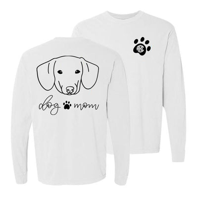 Monogrammed 'Dog Mom' Front & Back Long Sleeve T-Shirt - United Monograms