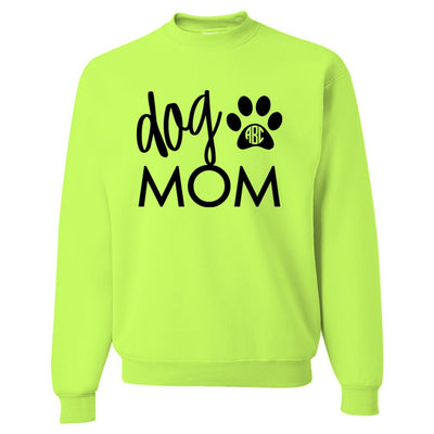Monogrammed 'Dog Mom' Neon Crewneck Sweatshirt - United Monograms