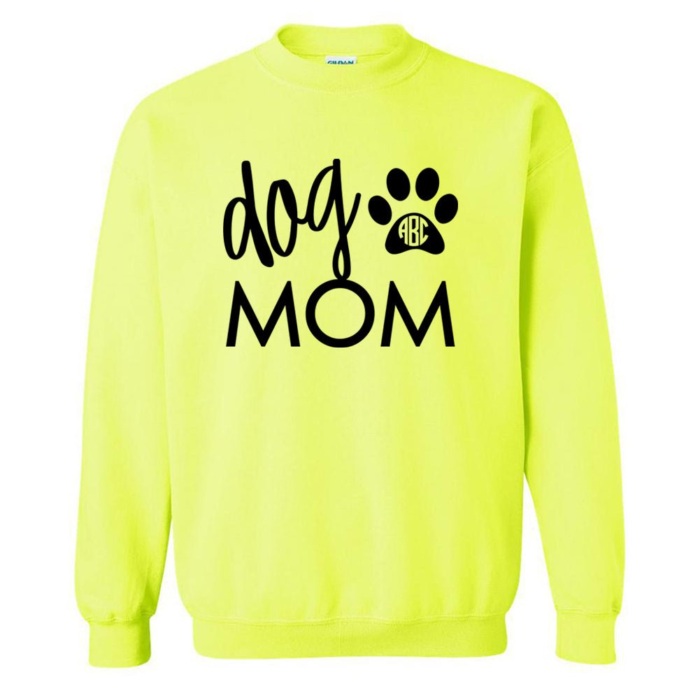 Monogrammed 'Dog Mom' Neon Crewneck Sweatshirt - United Monograms