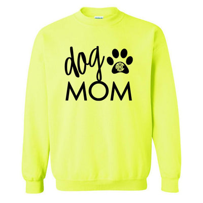 Monogrammed 'Dog Mom' Neon Crewneck Sweatshirt - United Monograms