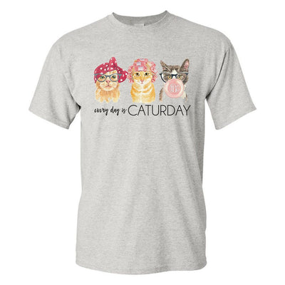 Monogrammed 'Every Day Is Caturday' Basic T-Shirt - United Monograms