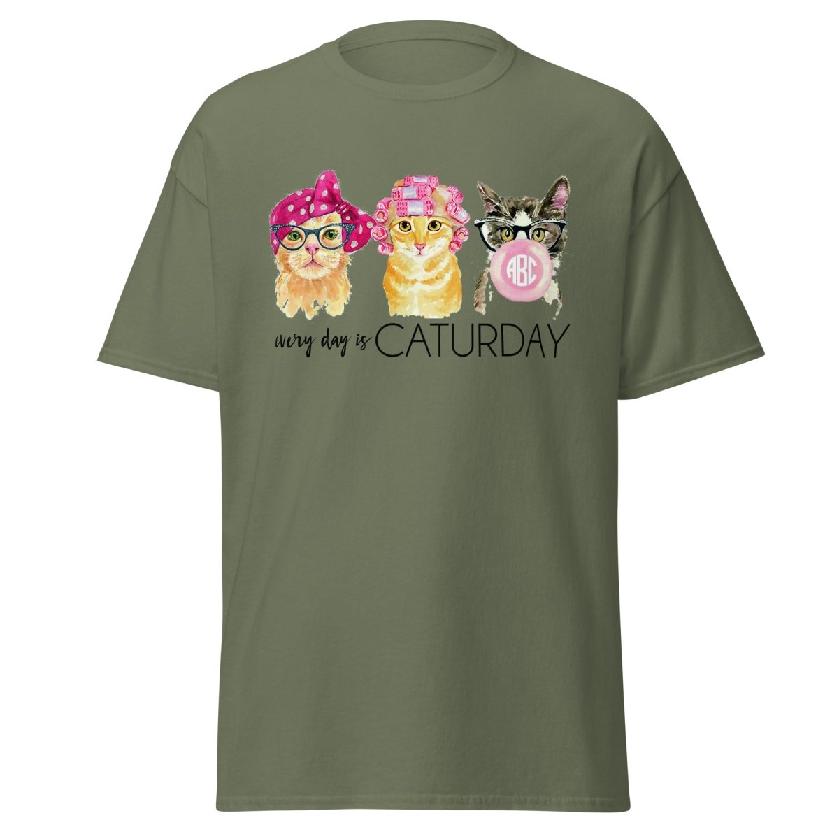 Monogrammed 'Every Day Is Caturday' Basic T-Shirt - United Monograms