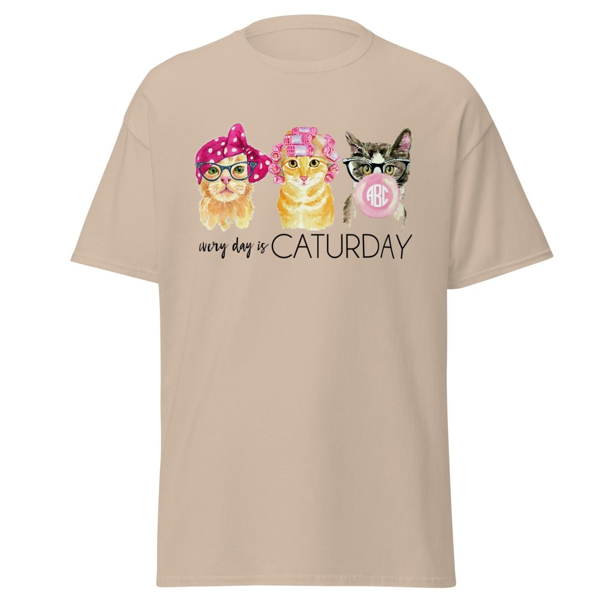 Monogrammed 'Every Day Is Caturday' Basic T-Shirt - United Monograms