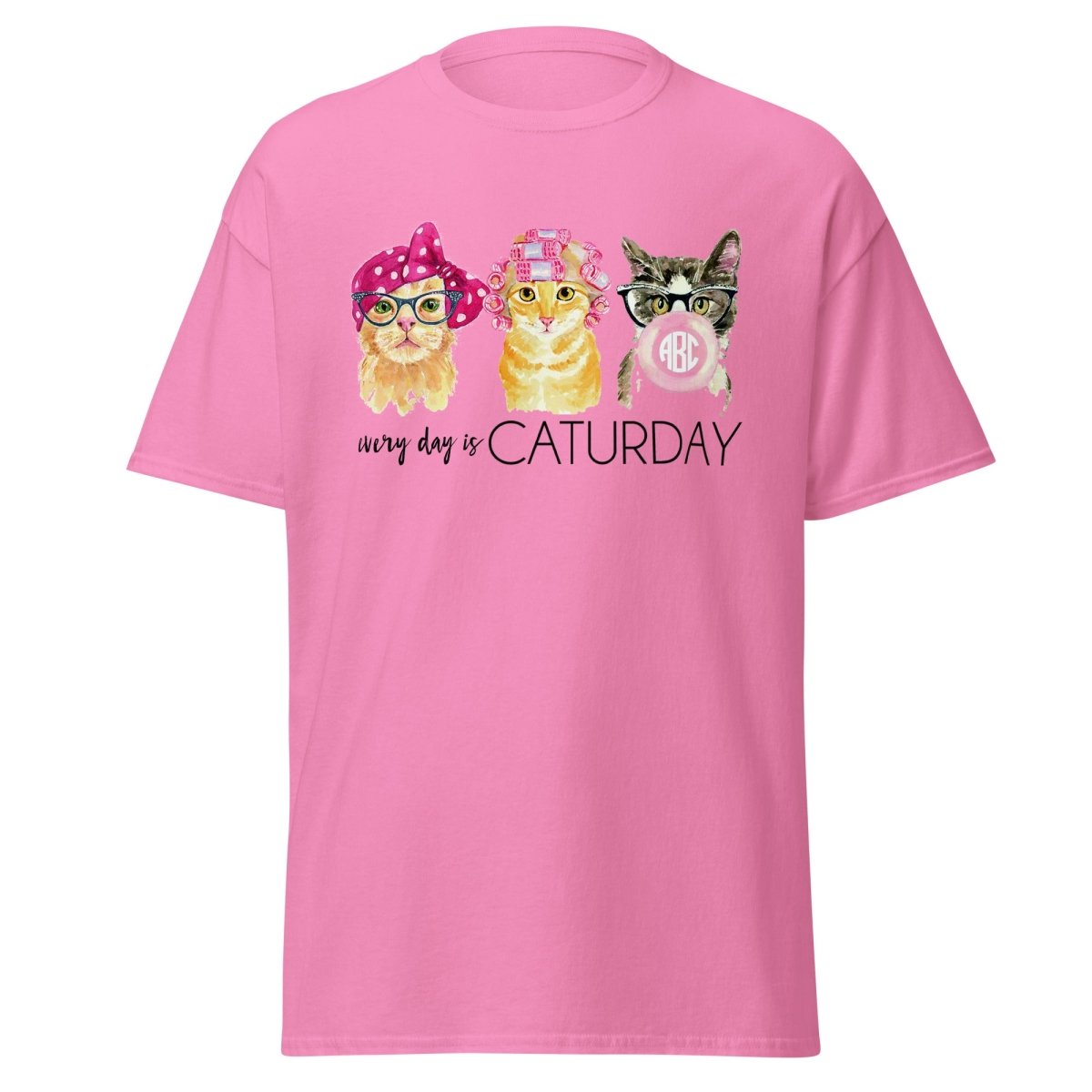 Monogrammed 'Every Day Is Caturday' Basic T-Shirt - United Monograms