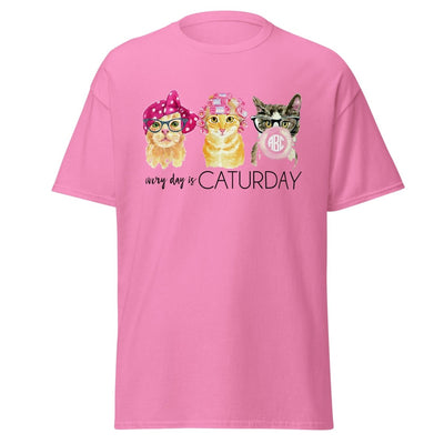 Monogrammed 'Every Day Is Caturday' Basic T-Shirt - United Monograms
