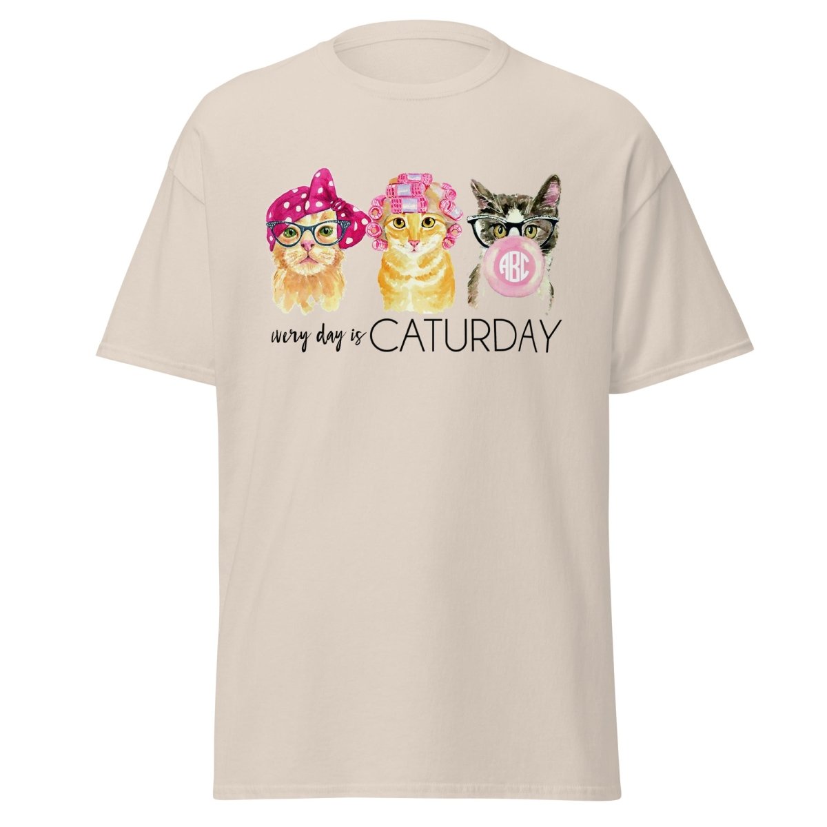 Monogrammed 'Every Day Is Caturday' Basic T-Shirt - United Monograms