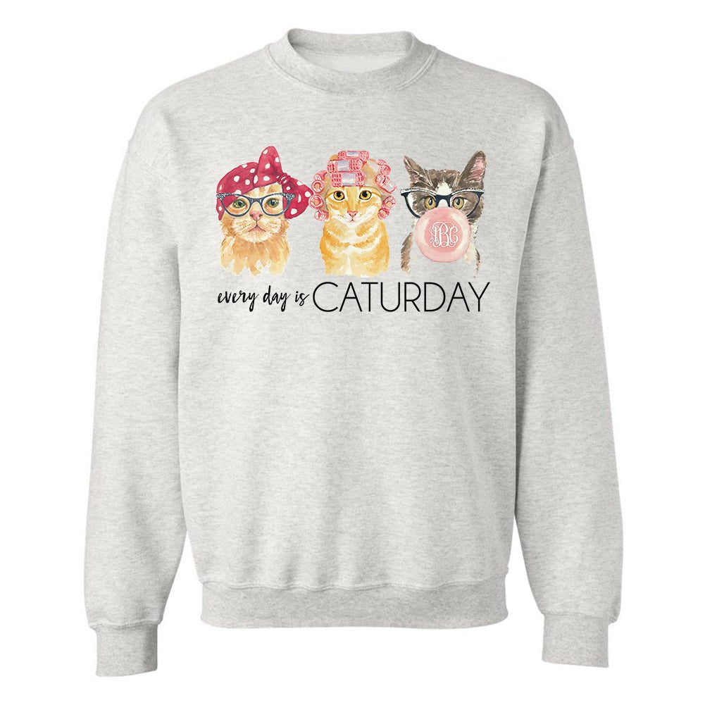 Monogrammed 'Every Day Is Caturday' Crewneck Sweatshirt - United Monograms