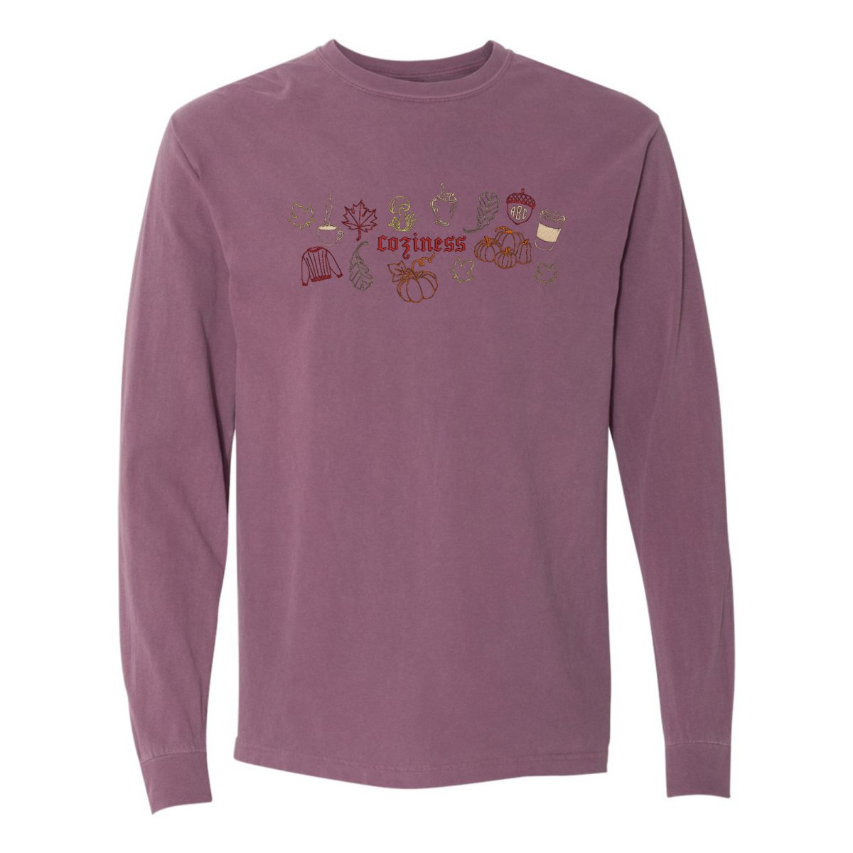 Monogrammed 'Fall Coziness' Embroidered Long Sleeve - United Monograms