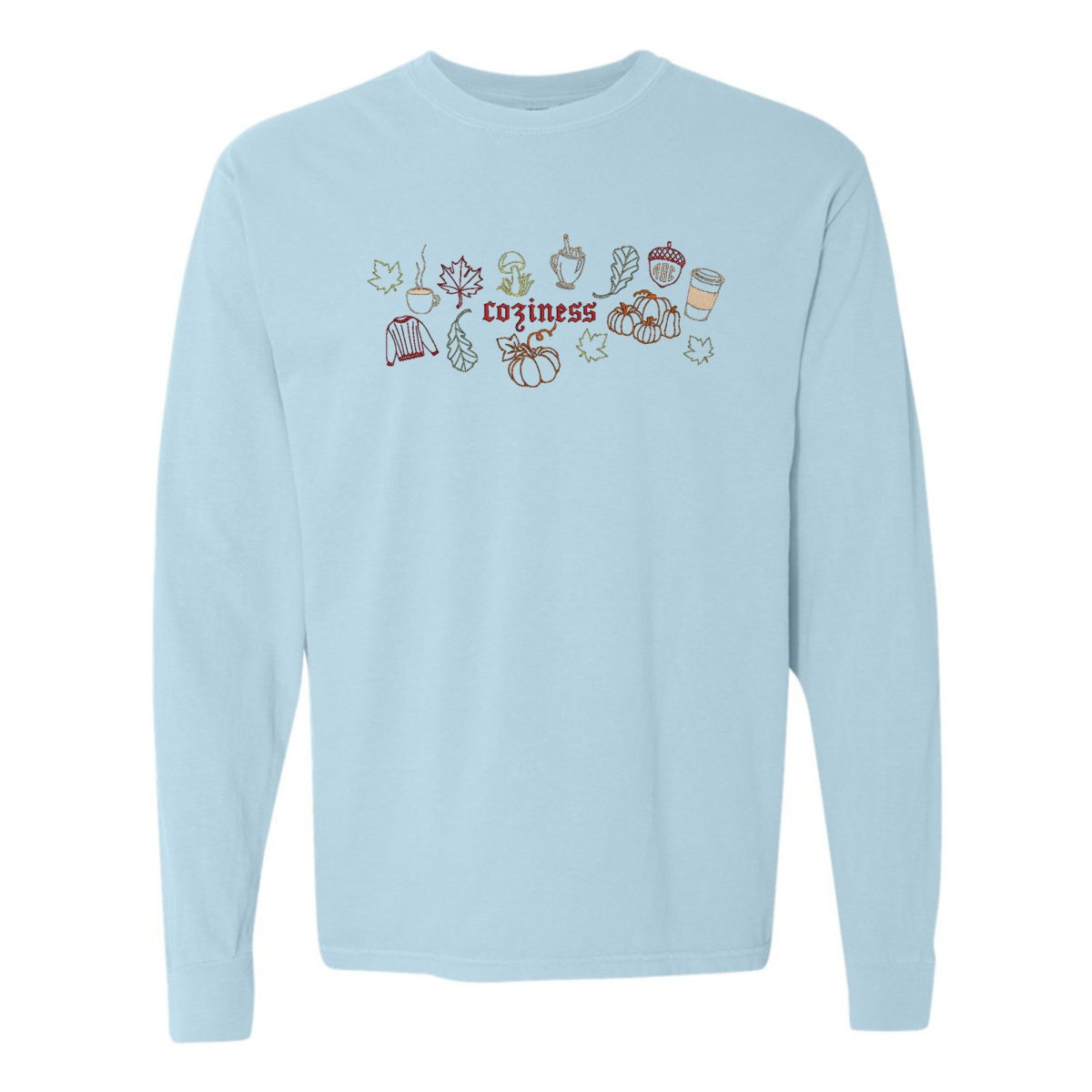 Monogrammed 'Fall Coziness' Embroidered Long Sleeve - United Monograms