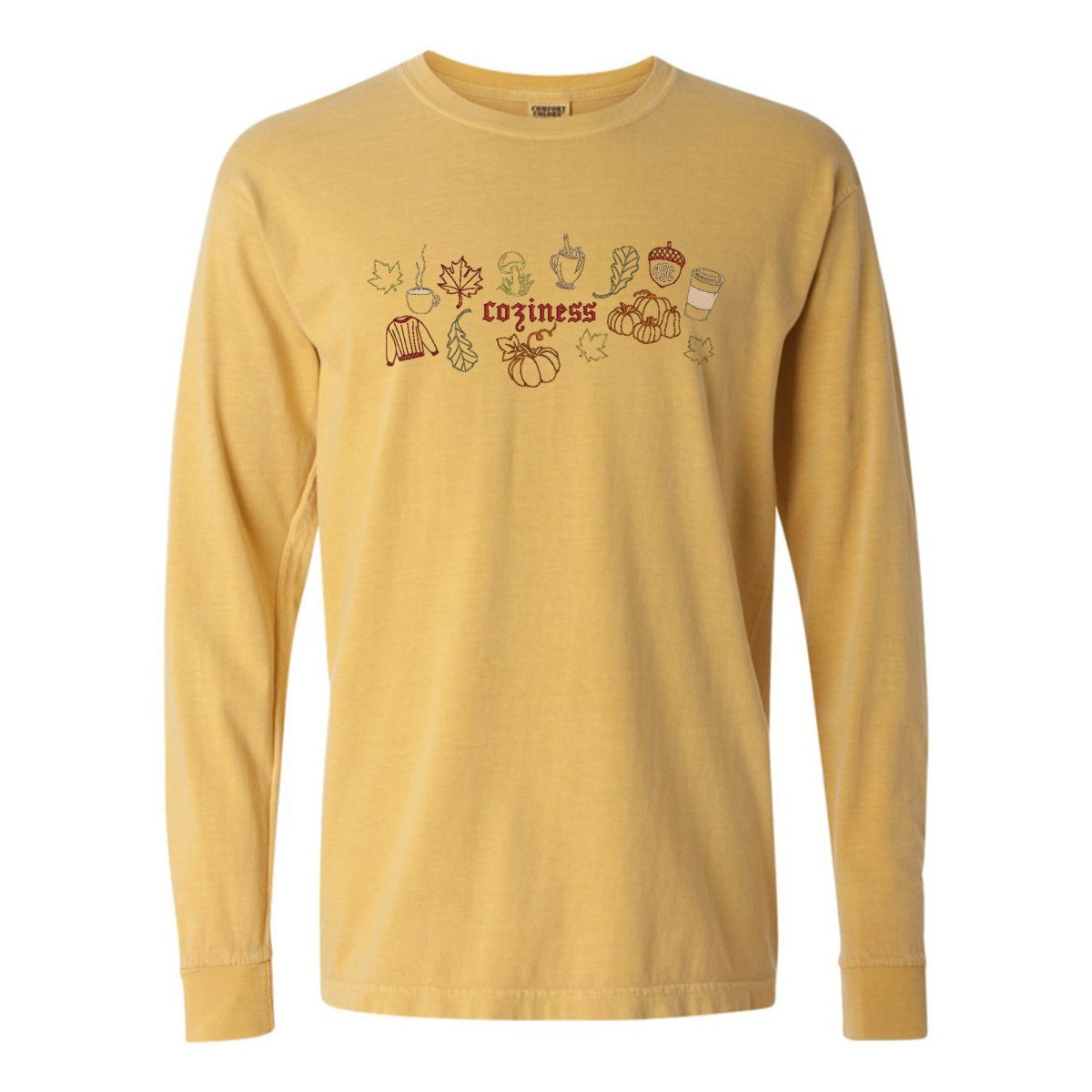 Monogrammed 'Fall Coziness' Embroidered Long Sleeve - United Monograms