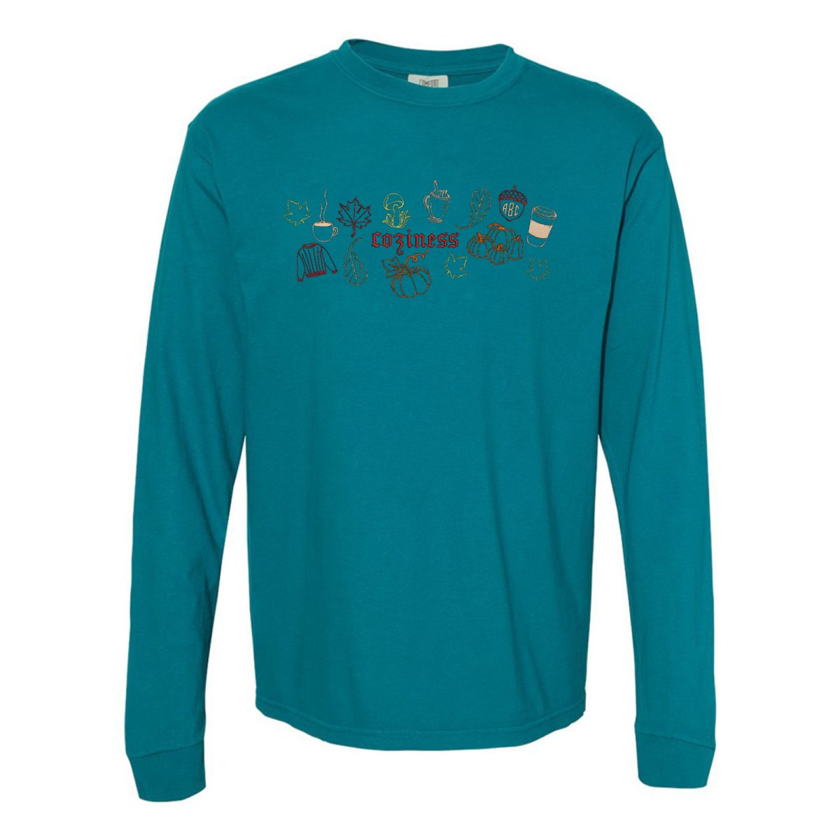Monogrammed 'Fall Coziness' Embroidered Long Sleeve - United Monograms