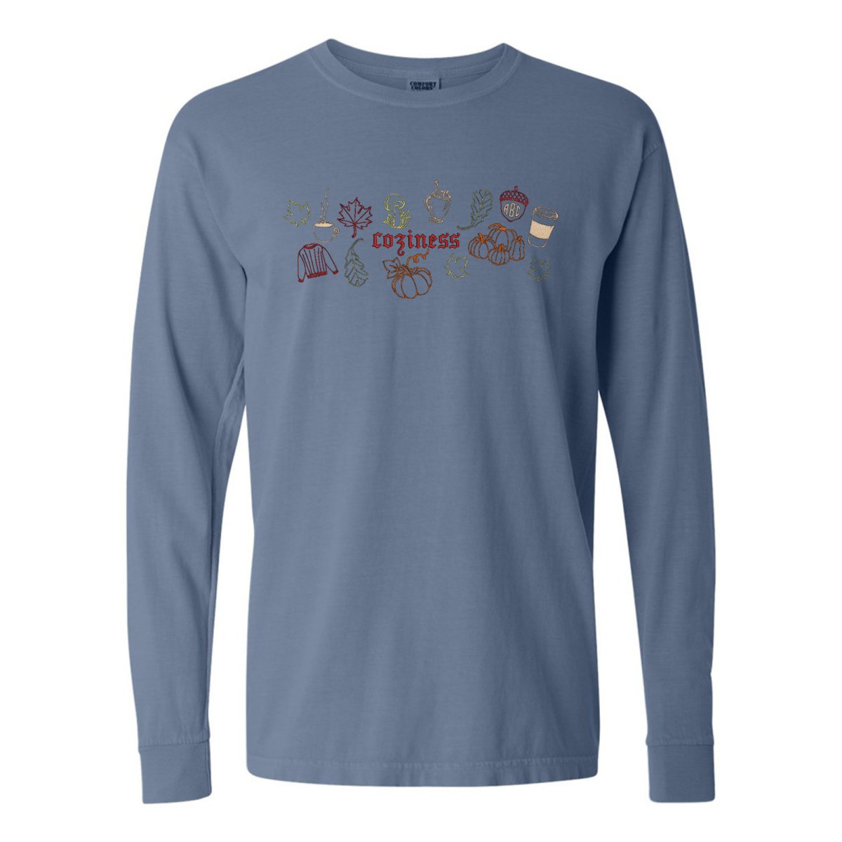 Monogrammed 'Fall Coziness' Embroidered Long Sleeve - United Monograms