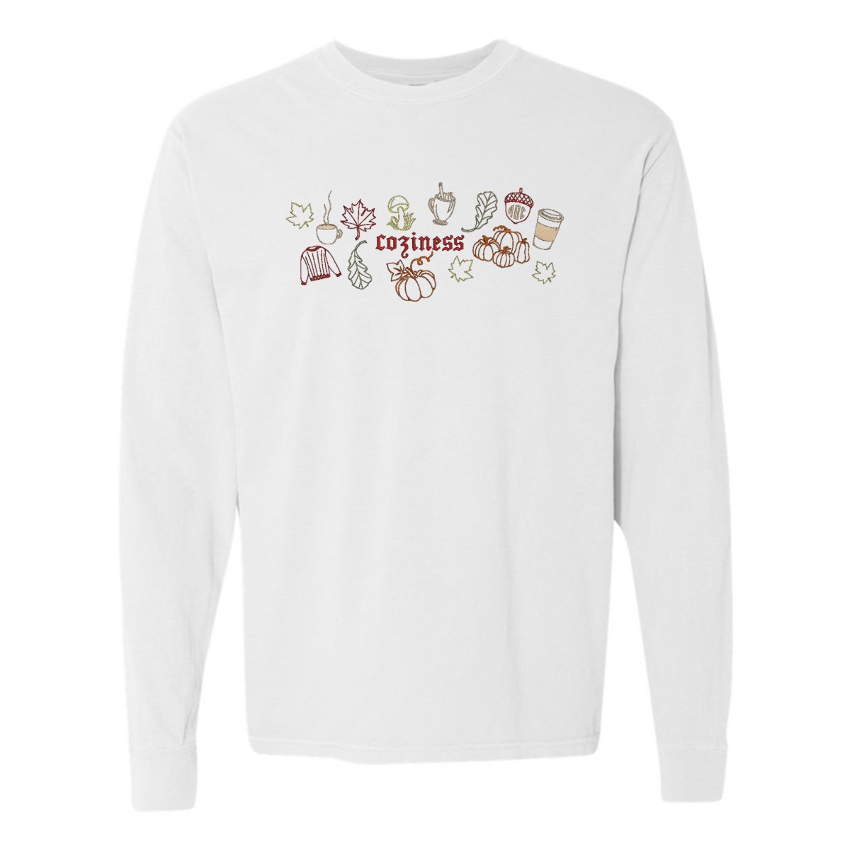 Monogrammed 'Fall Coziness' Embroidered Long Sleeve - United Monograms