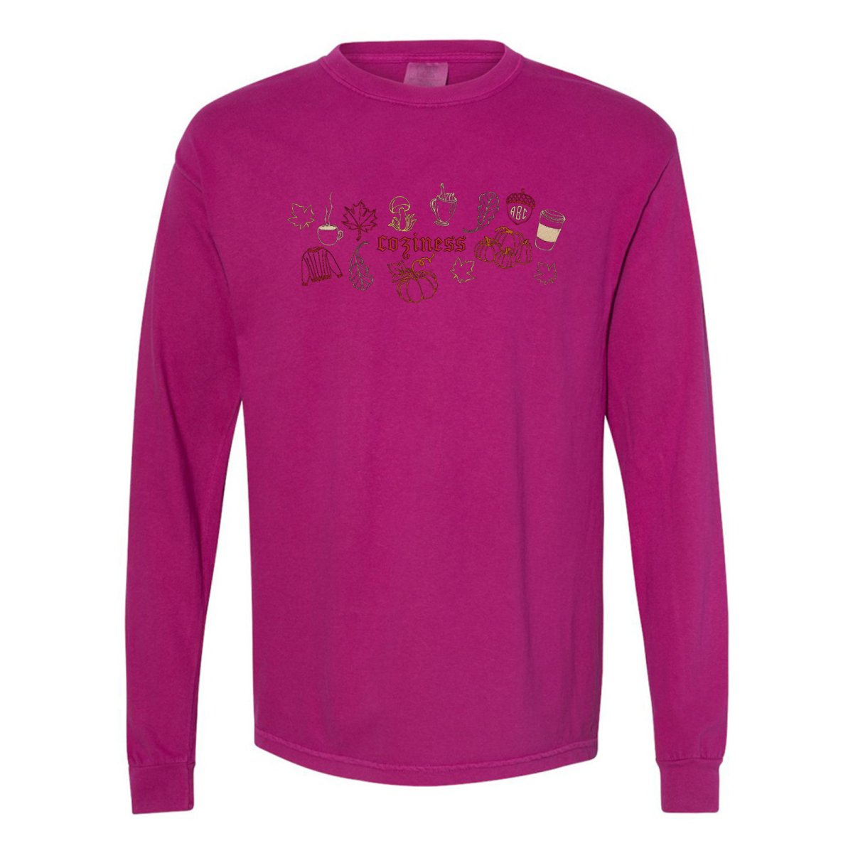 Monogrammed 'Fall Coziness' Embroidered Long Sleeve - United Monograms