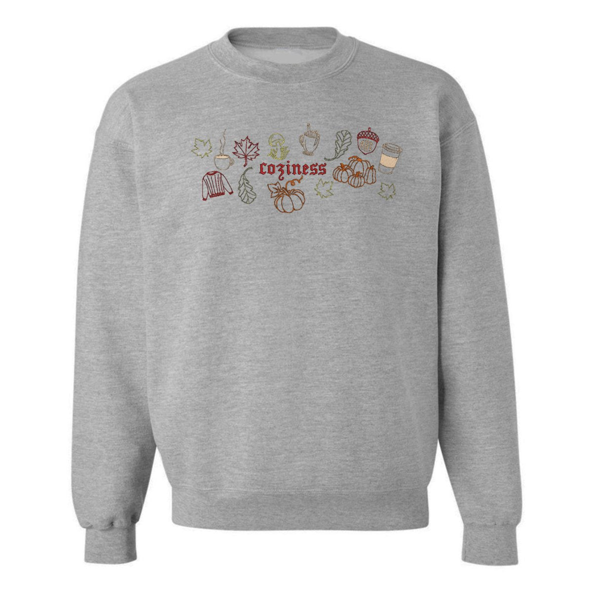 Monogrammed 'Fall Coziness' Embroidered Sweatshirt - United Monograms