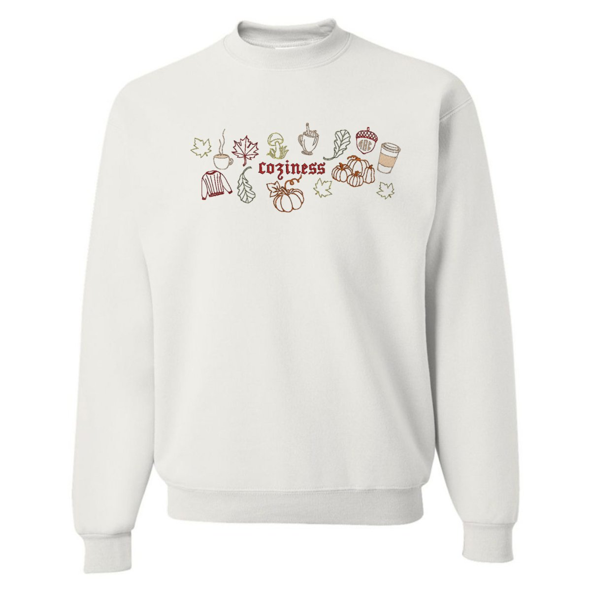 Monogrammed 'Fall Coziness' Embroidered Sweatshirt - United Monograms