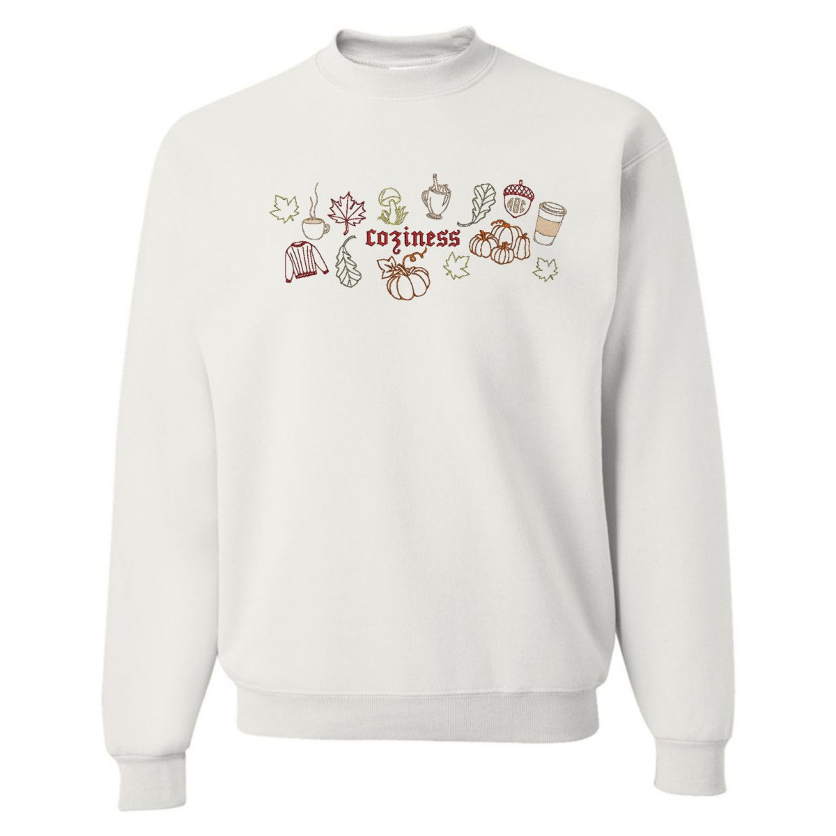 Monogrammed 'Fall Coziness' Embroidered Sweatshirt - United Monograms