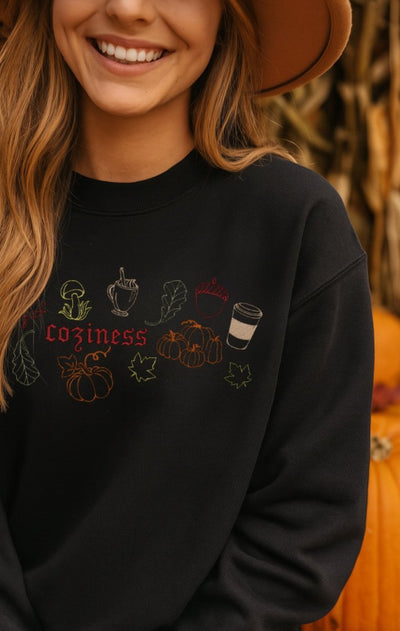 Monogrammed 'Fall Coziness' Embroidered Sweatshirt - United Monograms