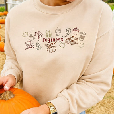 Monogrammed 'Fall Coziness' Embroidered Sweatshirt - United Monograms