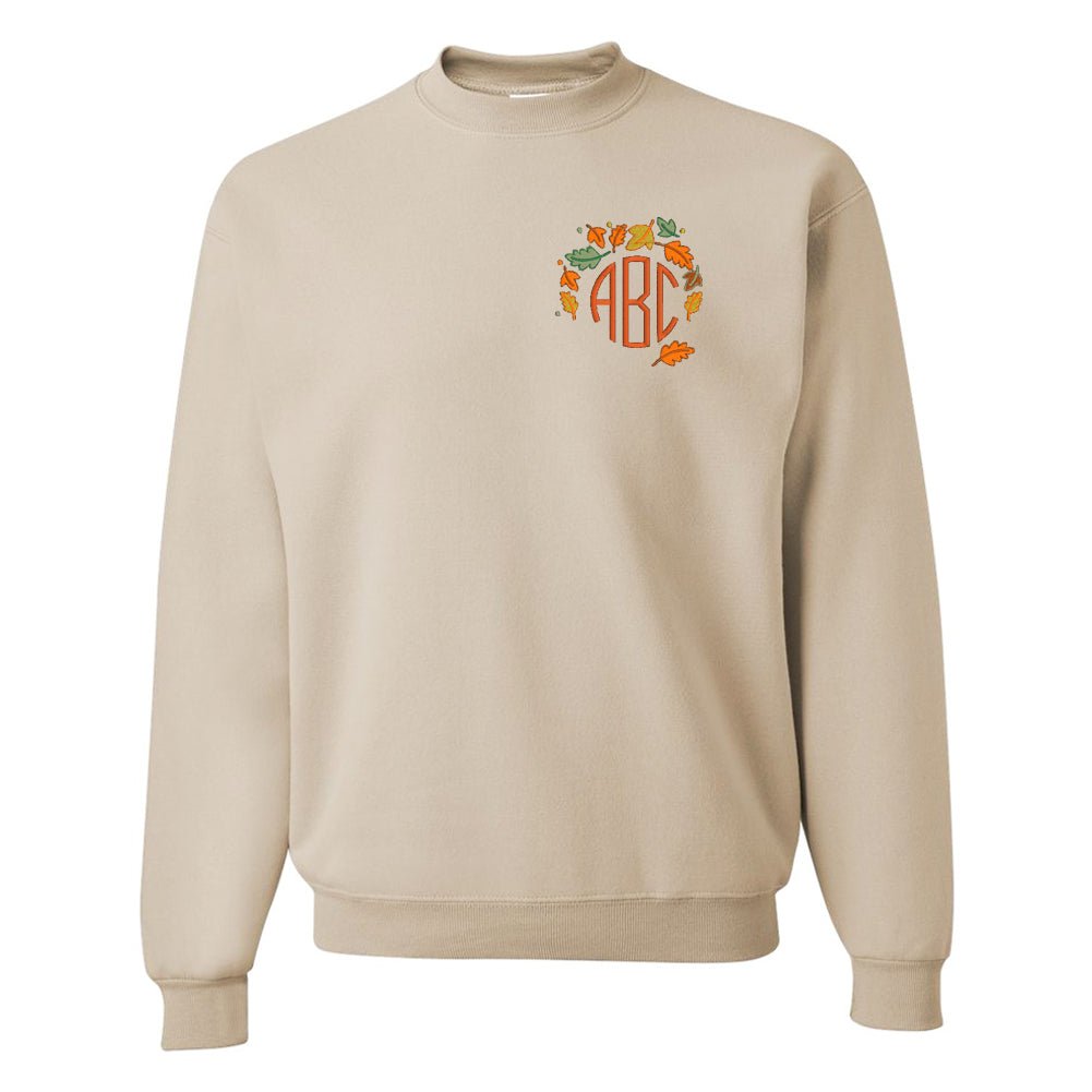 Monogrammed Fall Leaves Crewneck Sweatshirt - United Monograms