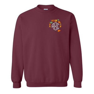 Monogrammed Fall Leaves Crewneck Sweatshirt - United Monograms