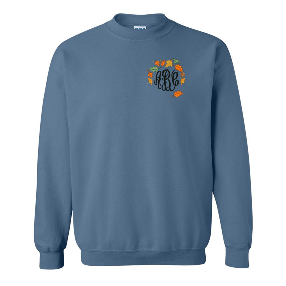 Monogrammed Fall Leaves Crewneck Sweatshirt - United Monograms