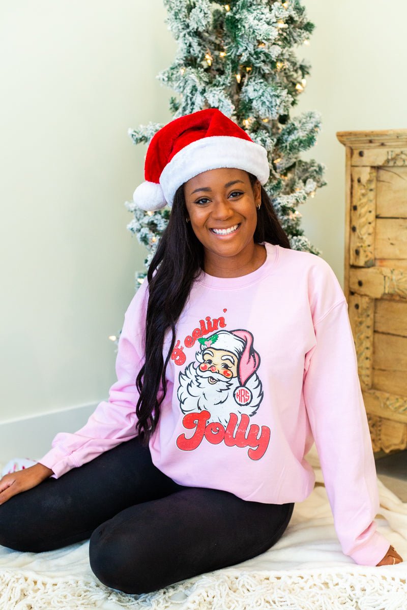 Monogrammed 'Feelin' Jolly' Santa Crewneck Sweatshirt - United Monograms